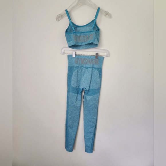 *SOLD* GYMSHARK | Tank top sport bra leggings set tuquoise blue sz S - Picture 5 of 6